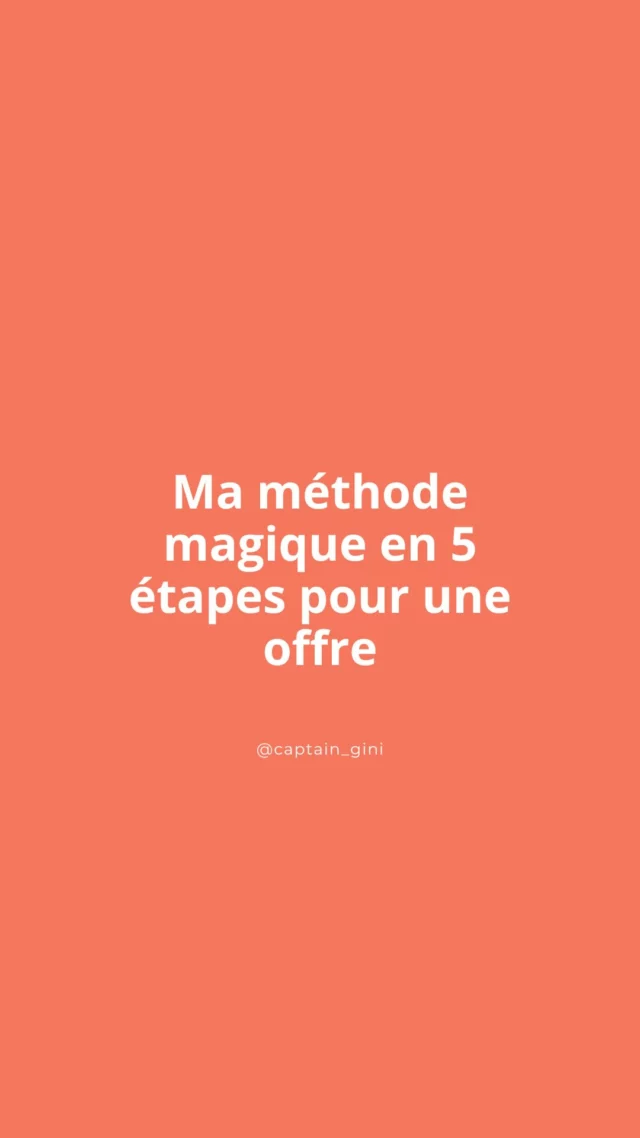 Ma méthode magique en 5 étapes pour une offre

1️⃣ Clarifiez la transformation que votre client vivra grâce à votre offre ✨ Quelle est leur situation en entrant dans l’offre et comment sera leur vie en sortant ?

2️⃣ Créez un cadre structuré ✨ De préférence avec un titre accrocheur et un nom facile à retenir qui décrit les étapes nécessaires pour atteindre le résultat souhaité

3️⃣ Définissez les livrables ✨ Que comprend l’offre ? (appels, modules, support par messages, etc.)

4️⃣ Fixez le prix

5️⃣ Ajoutez une touche unique ✨ Quelque chose de légèrement différent de toutes les solutions qu’ils ont déjà essayées

🔗 Bonne nouvelle : je peux vous guider pour mettre en place ces étapes.

Le lien d’inscription sera publié lundi. Restez à l’affût 👀

#passagealaction #entrepreneurcoach #businessaufeminin #marketingdigital #entreprendreautrement #independancefinanciere #formationbusiness #digitalnomad #developpersonbusiness #coachinginstagram #entreprenariatfeminin #entrepreneurcoach #businessfrance #confianceensoi #conseilsinstagram